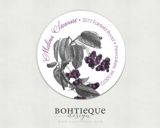 Botanical Distressed Purple Return Address Stickers