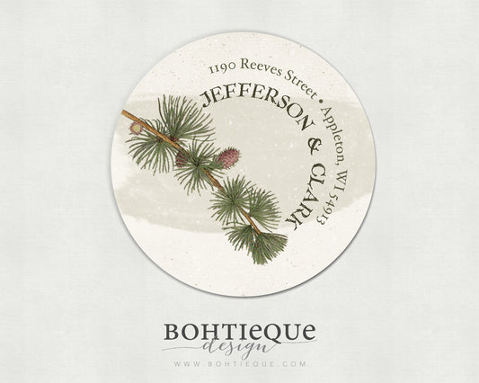 Rustic Pine Bough Custom Return Address Labels