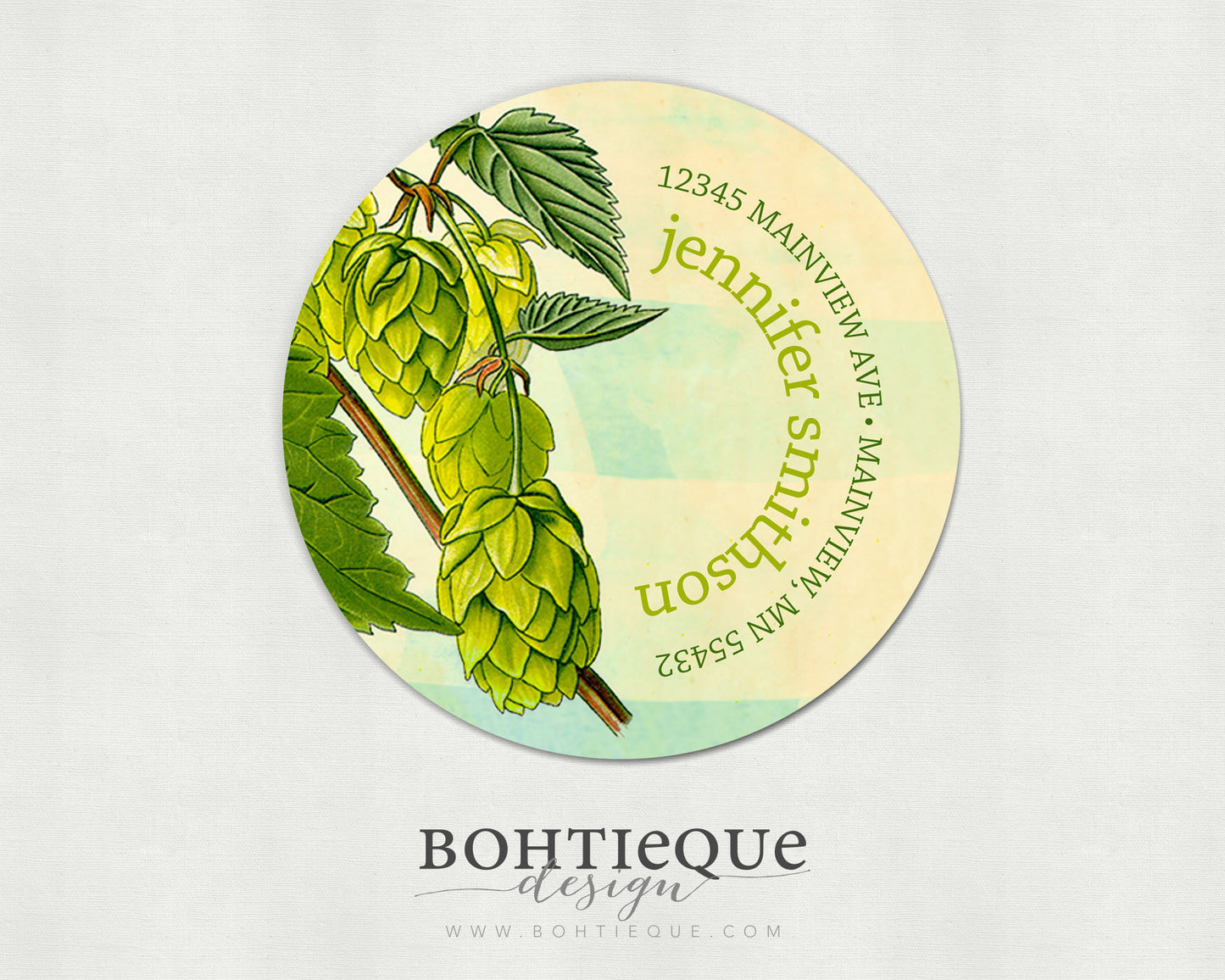 Brewers Hops Botanical Return Address Stickers