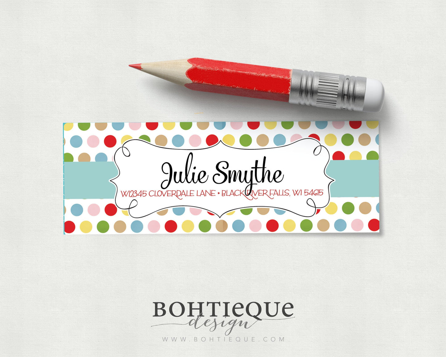 Dots and Curls Calligraphy Return Address Label