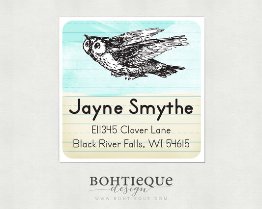 Book Owl Return Address Labels For Book Lover, Librarian