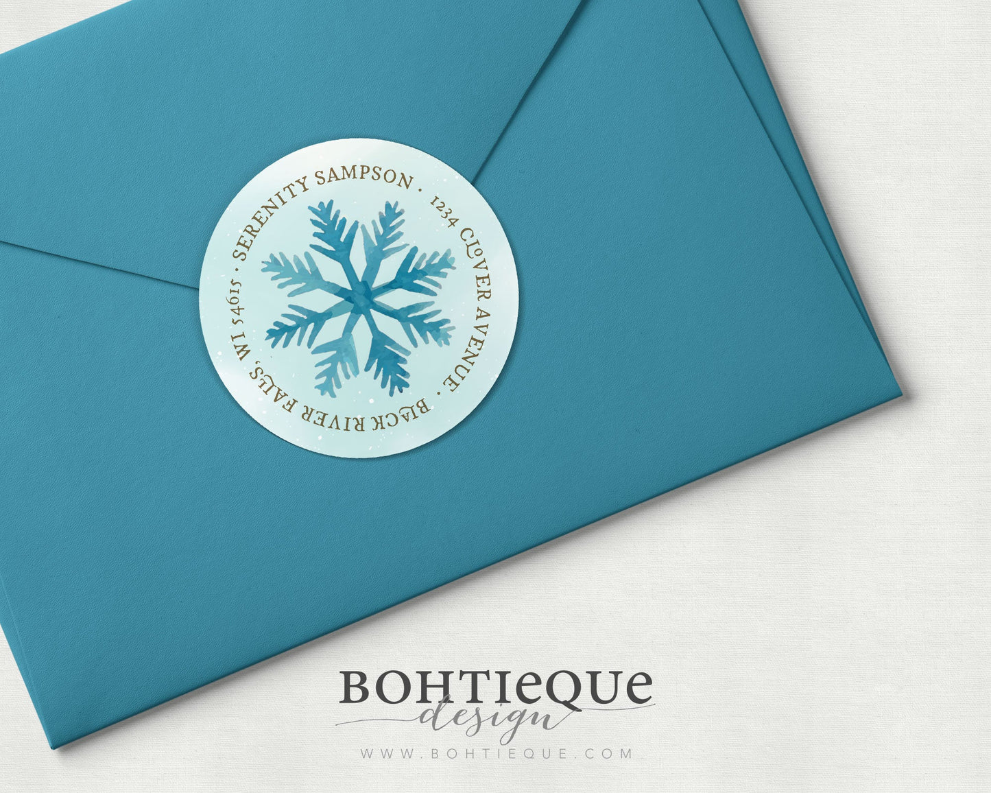 Watercolor Snowflake Return Address Stickers