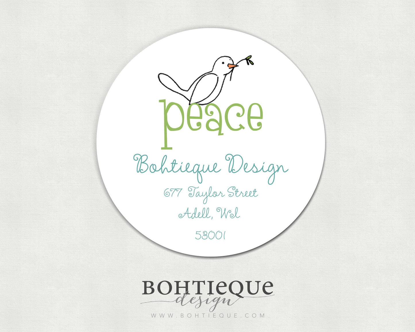 Peace Dove Envelope Label for Housewarming or Families