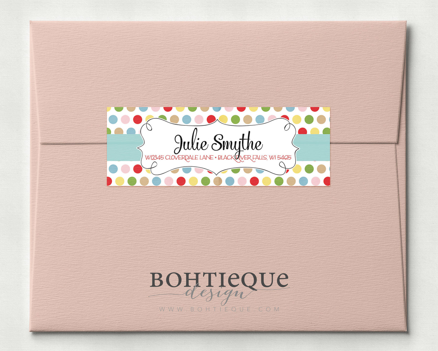 Dots and Curls Calligraphy Return Address Label