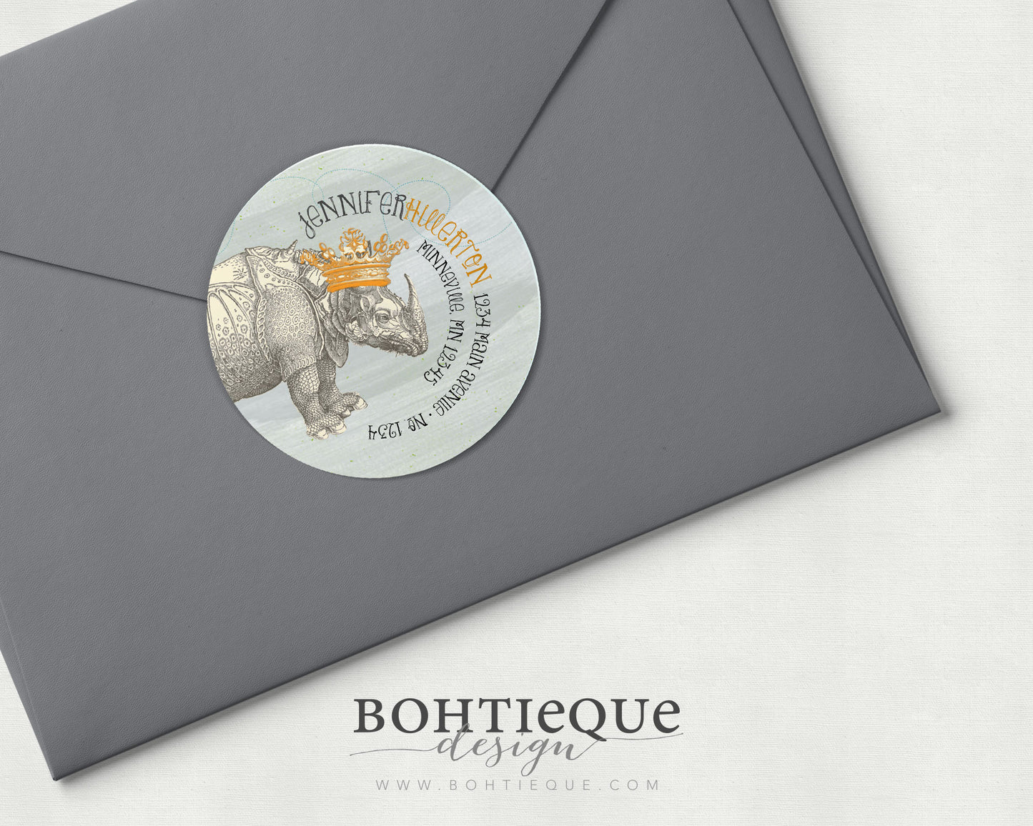 Rhino King Return Address Stickers