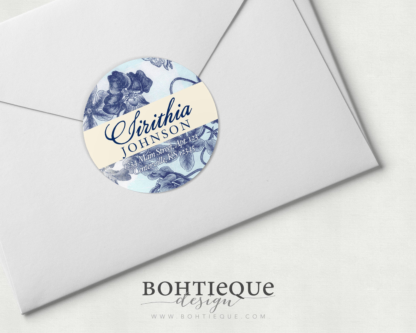 Botanical in Blue Return Address Stickers