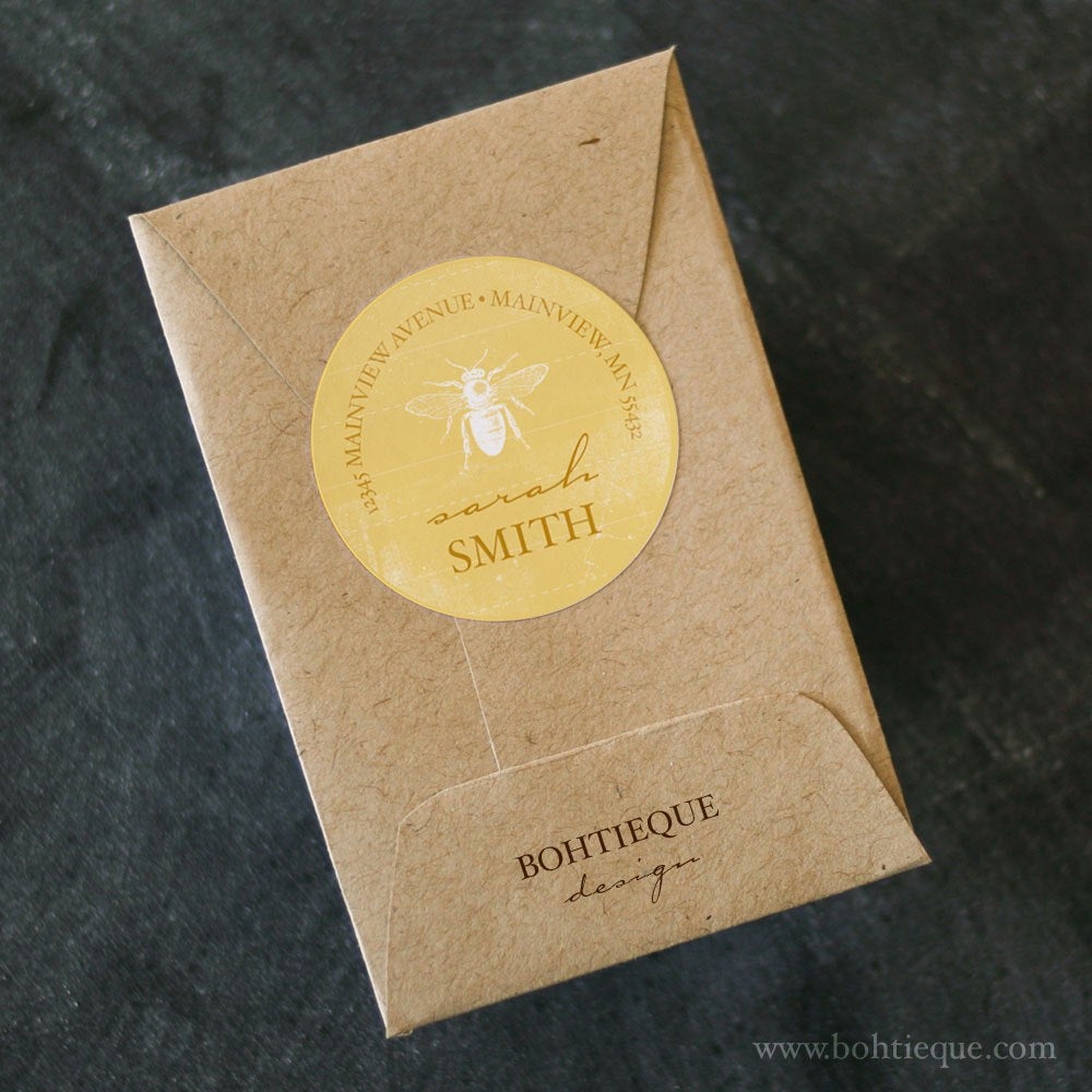 Golden Honey Bee Return Address Label