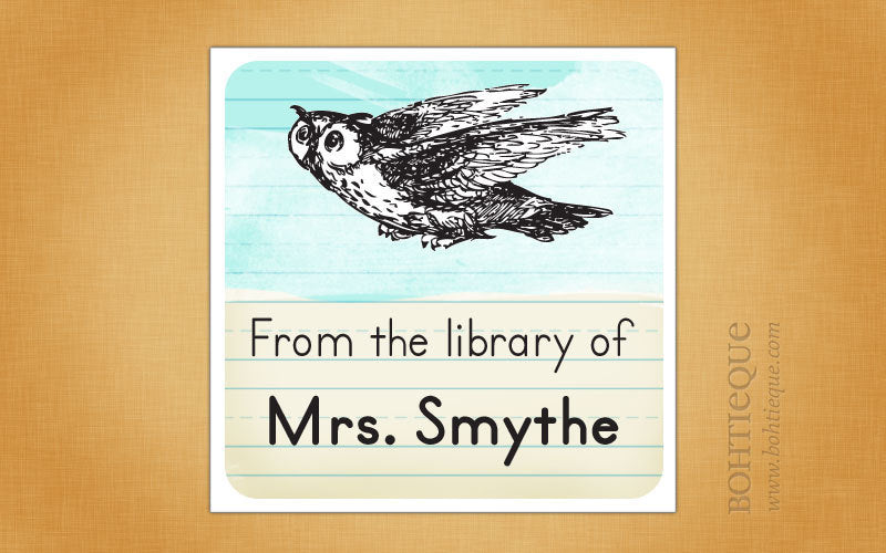 Book Owl Return Address Labels For Book Lover, Librarian