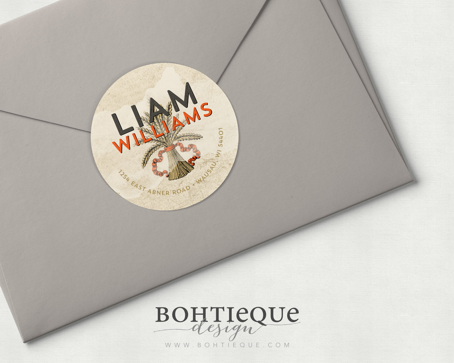 Liam Fall Harvest Wheat Return Address Labels